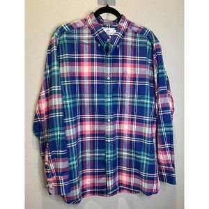 Southern Tide Shirt Mens Large Button Up Multicolor Plaid‎ Trim Fit Logo Cotton